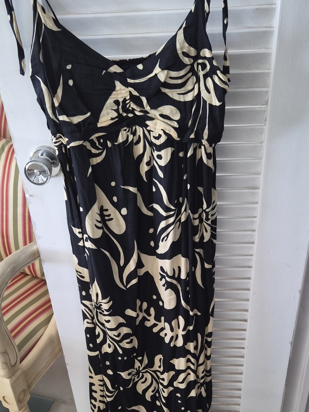 GAP Black and Cream Floral Maxi Swim Cover-Up